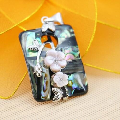 L021 Colour abalone seashells flowers plants crafts pendant,Fit fashion women jewelry DIY making wholesale