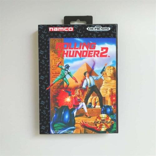 Rolling Thunder 2 - USA Cover With Retail Box 16 Bit MD Game Card for Sega Megadrive Genesis Video Game Console