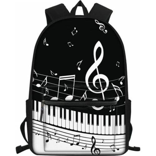 16” Teenage School Backpack Music Note Prints High School Student School Bags Women Mochila Classic Rucksack Boys Girls Kids Bag