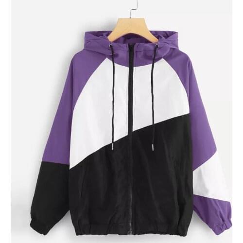 Womens Hoodies Long Sleeve Patchwork Thin Sweatshirt For Hooded Zipper Casual Sport Coat Hombre Sudadera Con Capu Poleron Mujer