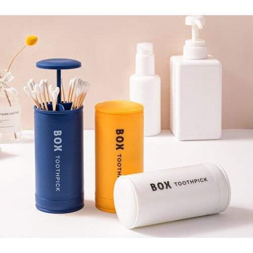 Pop-up Cotton Bud Swabs Toothpick Dispenser Press Type Automatically Tooth Pick Holder Cottonstick Storage Box Kitchen Organizer
