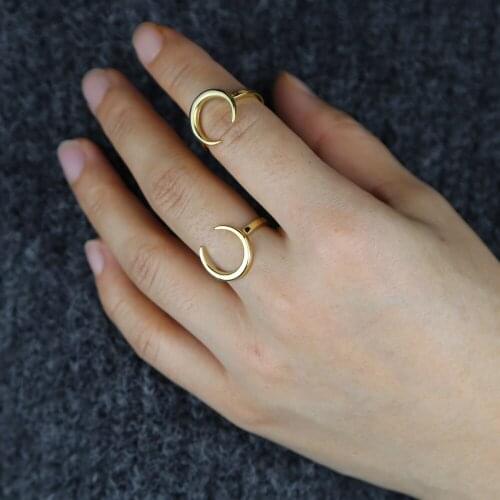 High Quality gold Color moon Crescent ring minimal Delicate simple fashion cute lovely Finger Rings For Women