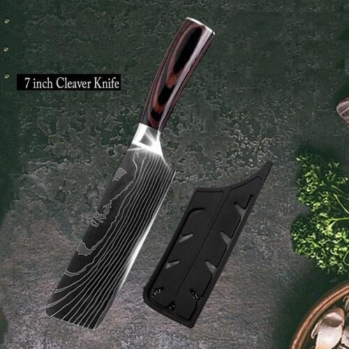 'Japanese Santoku Chef knife Stainless Steel Imitate Damascus Pattern Kitchen Knife Utility Knife Vegetable Knife Tool