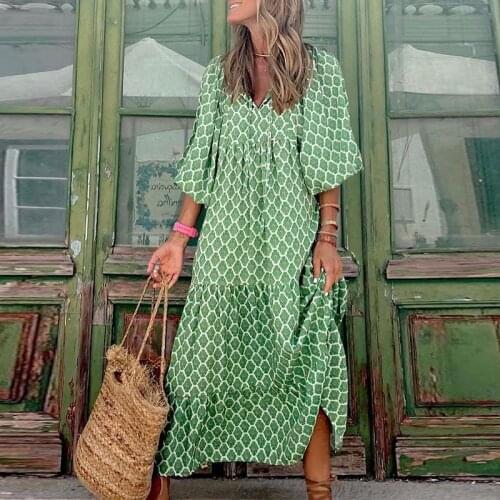 Women Vintage Harajuku Half Sleeve Loose Long Dress 2021 Autumn Elegant V-Neck Chic Drawstring Dresses Ladies Casual Dress Mujer