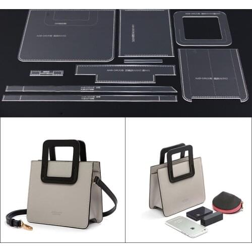 1Set DIY Home Handmade Sewing Stencil Acrylic Leather Template For Lady Handbag Shoulder Bag leather Sewing Pattern