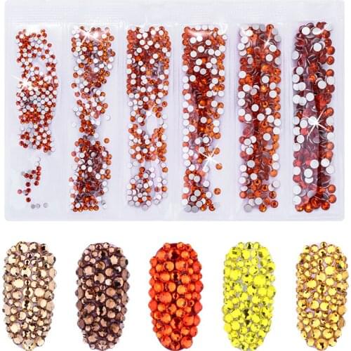 1728pcs Six Grid Mixed Round Nail Flatback Crystal Rhinestones 26 Colors Shiny Glue on Nail Art Phone Shells Make Up Rhinestones