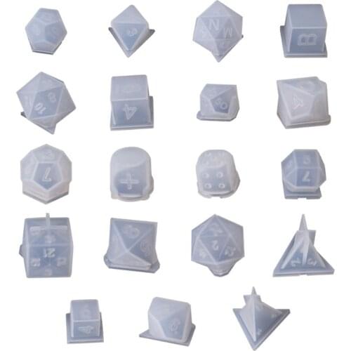 19pcs/set DIY Crystal Epoxy Mold Dice Fillet Shape Multi-spec Digital Game High Mirror dice mold silicone Mould Making