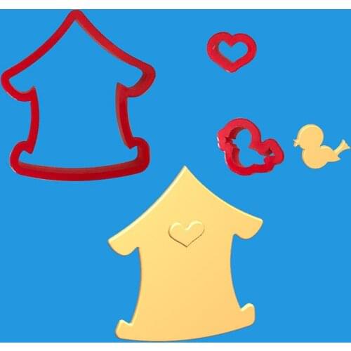 3 Pcs/set Bird House Fondant Cake Plastic Embossed Candy Biscuits Molds Cookie Mould DIY Decoration Baking Tools