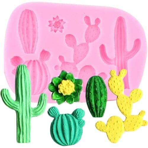 3D Cactus Plant Chocolate Silicone Molds Succulents Cupcake Topper Fondant Polymer Clay Candy Resin Moulds Cake Decorating Tools