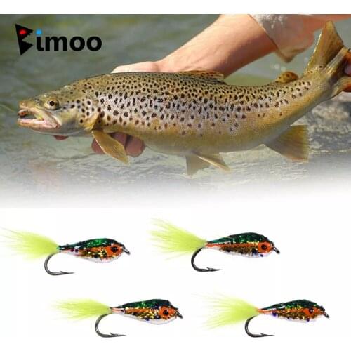 Bimoo 2PCS Rainbow Trout Epoxy Body Minnows Fly Fishing Flies Streamer Fly Size #10