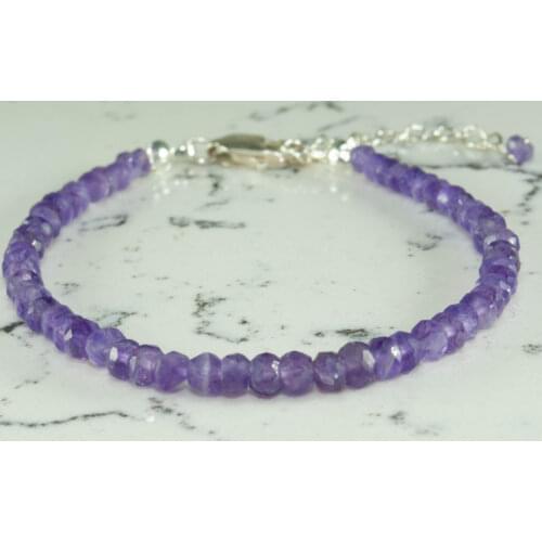 Amethyst Bracelet, Purple Gemstone 925 Sterling Silver Jewelry for Women, February Birthstone Bracelet, Hand Made in TURKEY
