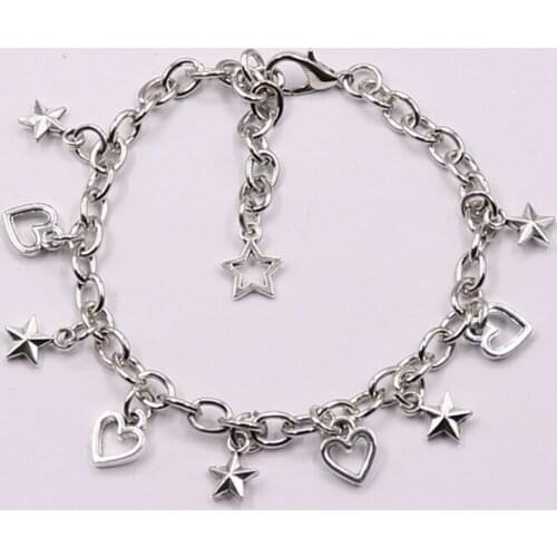 1pcs Tibetan Silver Heart Star Bead Charm Bracelets Link Chain Adjustable Bracelets For boy and Women Party Wedding Jewelry