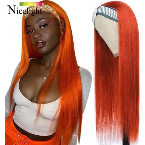 Brazilian Glueless Highlight Wig 1B/99J Bone Straight Headband Wig Ginger Orange Color Wig Ombre Blone Smooth Human Hair Wigs