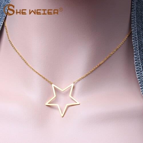 SHE WEIER stainless steel chain choker best friends pendant round necklace women chocker neckless accessories