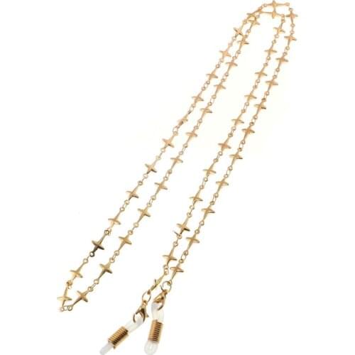 Chic Women Gold Airplane Beaded Link Glasses Chain Sunglasses Lanyard Strap Necklaces Eyeglass Reading Holder Cord Head Band