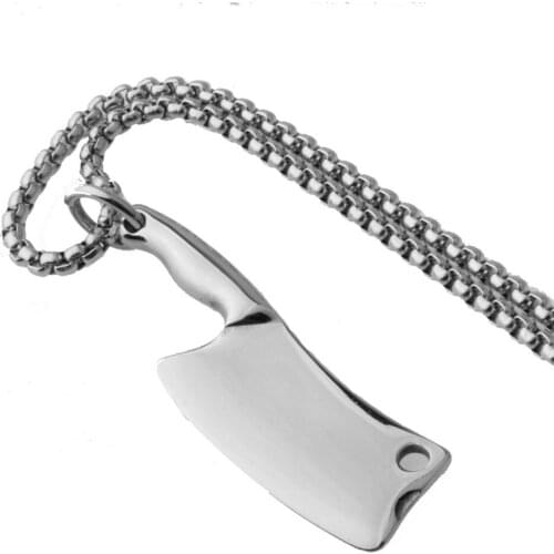 High Quality 316L Stainless Steel Silver Color Kitchen Knife Design Men Women Pendant Necklace Box Chain 24" Friend Gift Hotsale