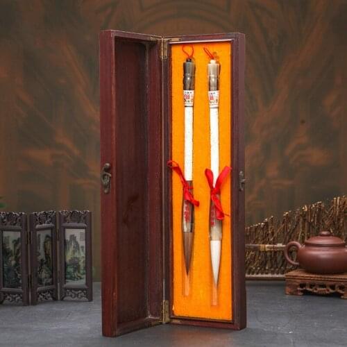 Double Happiness Shanlian Huzhou writing brush Rosewood White Ox Horn dou yang jian hao brush Dragon & Phoenix play beads