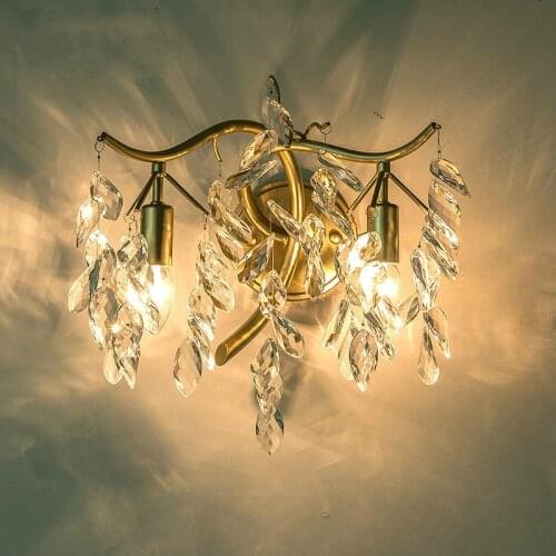 European Style Retro Candle Led Crystal Wall Lamp Bedroom Bedside Living Room French ToonTree Design Decorative Bracket Light