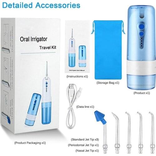 Oral Irrigator Water Flosser Portable Rechargeable Irrigador Dental With 4 Modes Irrigation Cleaner 5 Jet Tips