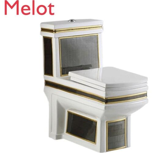 Ceramic Chinese Floor Mounted Luxury Glass Decoration Bathroom Square Porcelain Siphonic One Piece Toilet