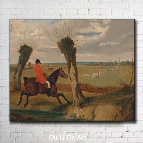 Classical figures man riding horse dogs tree scenery oil painting canvas printing printed on canvas wall art decoration picture