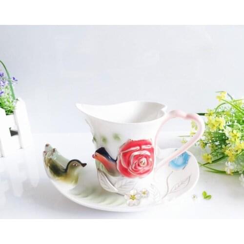 Coffee mugs ceramic mandarin duck milk cup home decor craft room wedding decoration porcelain figurine handicraft cup