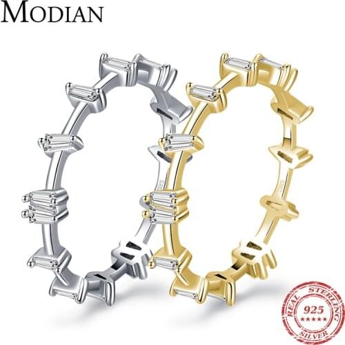 Modian 100% Real 925 Sterling Silver Abstract Irregular Design Clear CZ Fashion Finger Ring For Women Statement Jewelry Anillo