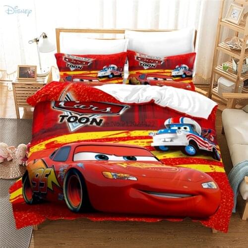 Red Lightning McQueen Bedding Set Cartoon Disney Cars Duvet Cover Bed Linen Pillowcase Twin Full Queen King Comforter Cover Set