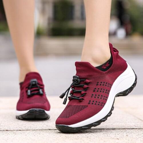 Sneakers women 2021 new mesh breathable casual shoes women sneakers lace-up non slip wedge sneakers women shoes footwear