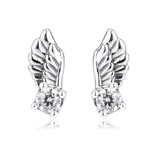 Fashion Female Sparkling Angel Wing Stud Earrings Sterling Silver Jewelry Earrings For Woman Party Jewelry Making
