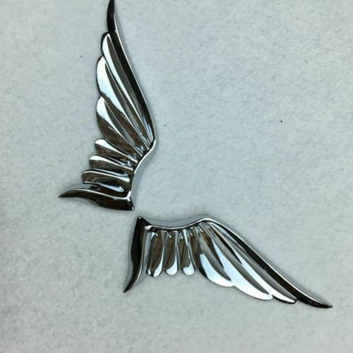 Pair Chrome Metal Angel Wings Auto Car Motorcycle Emblems Badge Decal Sticker
