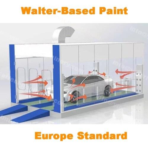 Water based paint spray booth down draft paint spray camera equipment with roof water paint dryer system spray booth