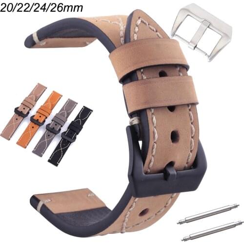 High Quality Retro Genuine Leather Watchband 20mm 22mm 24mm 26mm Wristwatch Strap Women Men Replacement Watch Bracelet Bands
