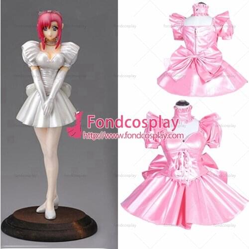 French Sissy Maid Lockable Baby Pink PVC Dress Uniform Cosplay Costume Tailor-made[G3997]
