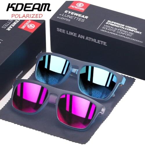 2 PACK KDEAM Mirror Polarized Sunglasses Men Ultralight Glasses Frame Square Sport Sun Glasses Male UV400 Travel Goggles CE X17