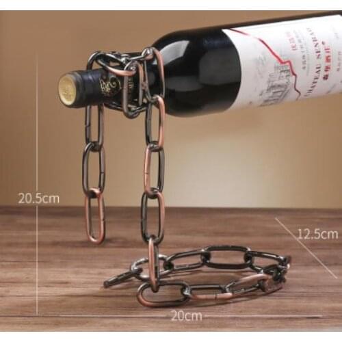 Magical Suspension iron Chain Wine Racks One Bottle Wine Display Racks Stand Holder Kitchen Dining room cellar Bar Decoration
