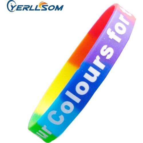 YERLLSOM 200pcs/lot Customized 1 color Printed Text and segmented silicone bracelets, segmented rubber bracelets for Events