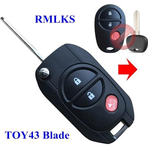 For Toyota Tacoma Highlander Sequoia Sienna Tundra Replacement Fob Remote Modified Flip Key Shell 3 Buttns Car Case TOY43 Blade