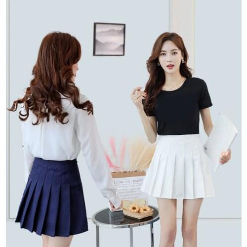Women high waist pleated skirt Sweet Cute Girls Dance Mini Skirt Cosplay black white skirt Fashion Female Mini Skirts Short