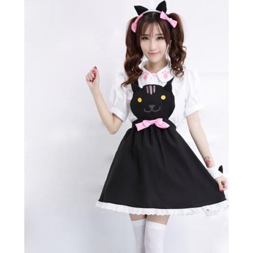 Women Kawaii Cute Cat Dress Sweet Lolita Dress Game Cat Backyard Cosplay Costume 3 Colors Neko Atsume Girls Maid Outfit