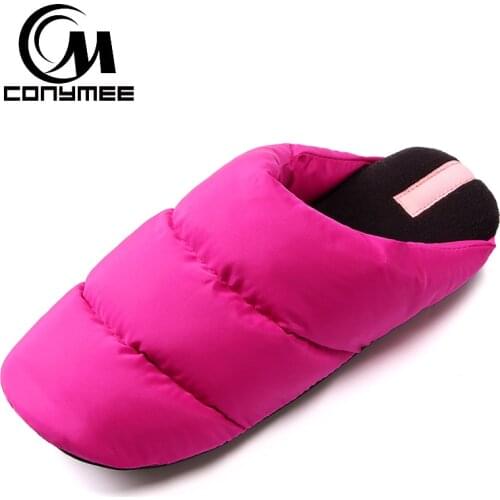 CONYMEE Winter Home Slippers 2018 Women Slip-on Flats Shoes Soft Floor Down Cotton Indoor Slipper Warm Pantufa Zapatos Mujer