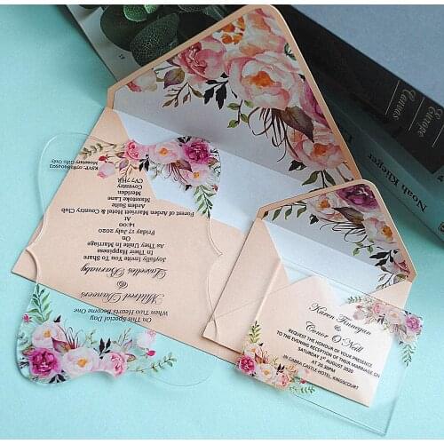 Best Sell Elegant Marriage Wedding Invitation Card 10pcs Lace Floral Greeting Cards 10PCS