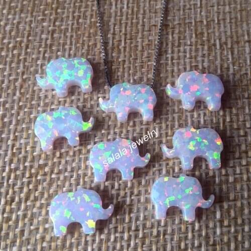 100pc/lot 8x11mm Elephant Fire Opal Stone OP17 White Elephant Opal Drilled Synthetic Elephant Opal for Bracelet & Necklace