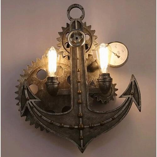 American iron loft wind wall lamps retro bar restaurant light corridor aisle lamp personality gear rotary art wall light LU80253