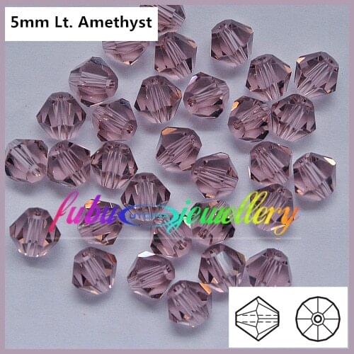 Free Shipping! 576pcs/Lot, AAA Chinese Top Quality 5mm Light Amethyst Crystal Bicone Beads