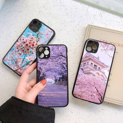 Pink Flower Sakura Phone Case Matte Transparent for iPhone 7 8 11 12 s mini pro X XS XR MAX Plus cover funda