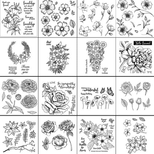 Flowers Pattern Silicone Clear Seal Stamp DIY Scrapbooking Embossing Photo Album Decorative Paper Card Craft