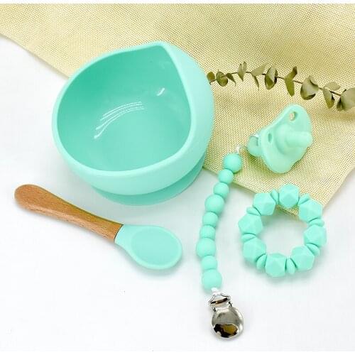 Baby Silicone Bowl Feeding Set Personalized Name Handmade Silicone Pacifier Pacifier Chains Accessories Newborn Nipple Baby Good