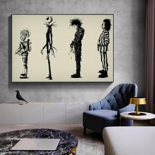 Home Decor Canvas Painting Edward Scissorhands Movie Poster Tim Burton Movie Pictures Print Wall Art Decoracion Hogar Moderno