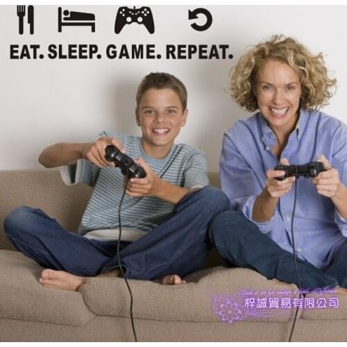 Eat Sleep Play Game Repeat Decal Video Game Controller Sticker Play Decal Gaming Gamer Vinyl Decals Video Game Wall Sticker